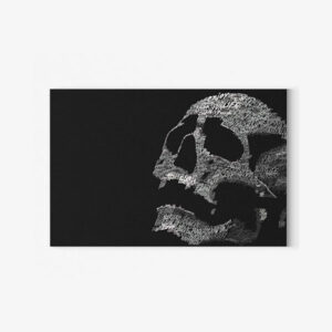 Toile typographique : Une tête de mort pleine de vie