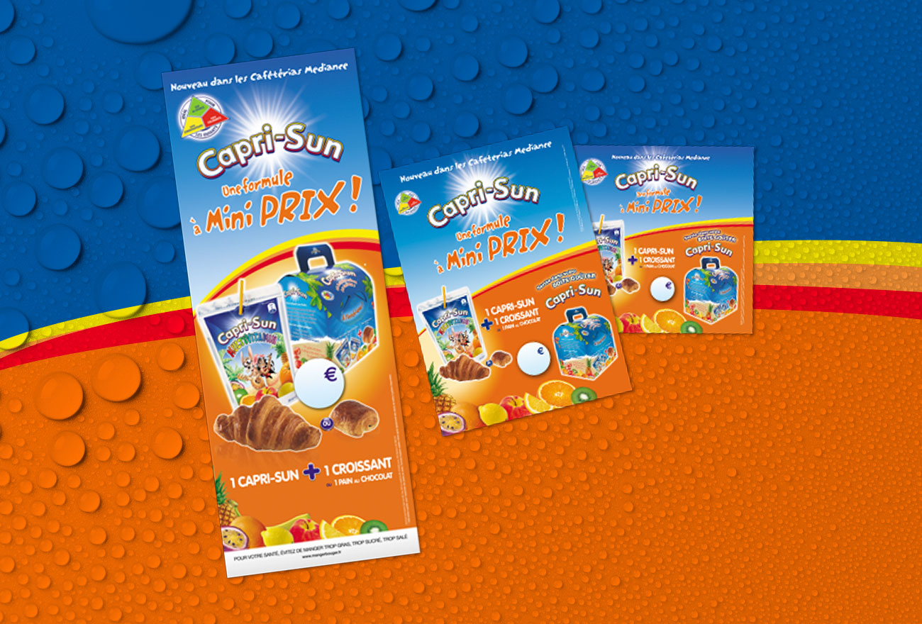 Argraphic, création de publicité, support de communication, PLV, produit sur lieu de vente, stop rayon, Kakémono, Capri-Sun