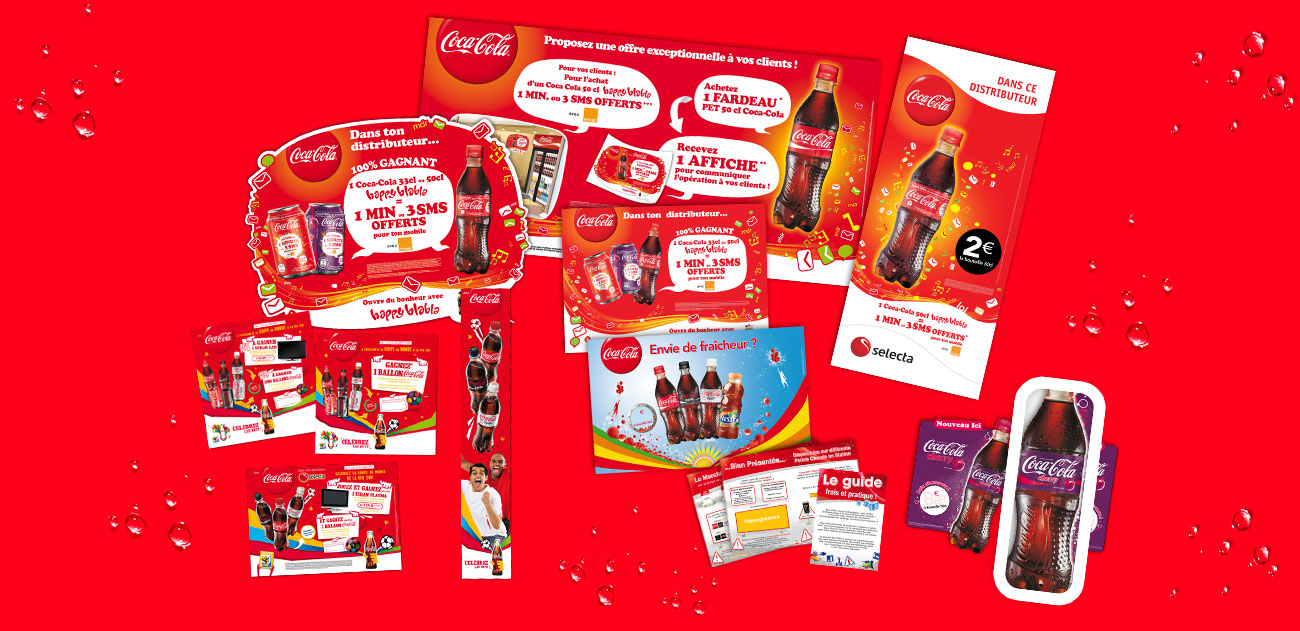 Argraphic, création de publicité, support de communication, PLV, produit sur lieu de vente, stop rayon, Kakémono, Coca-cola