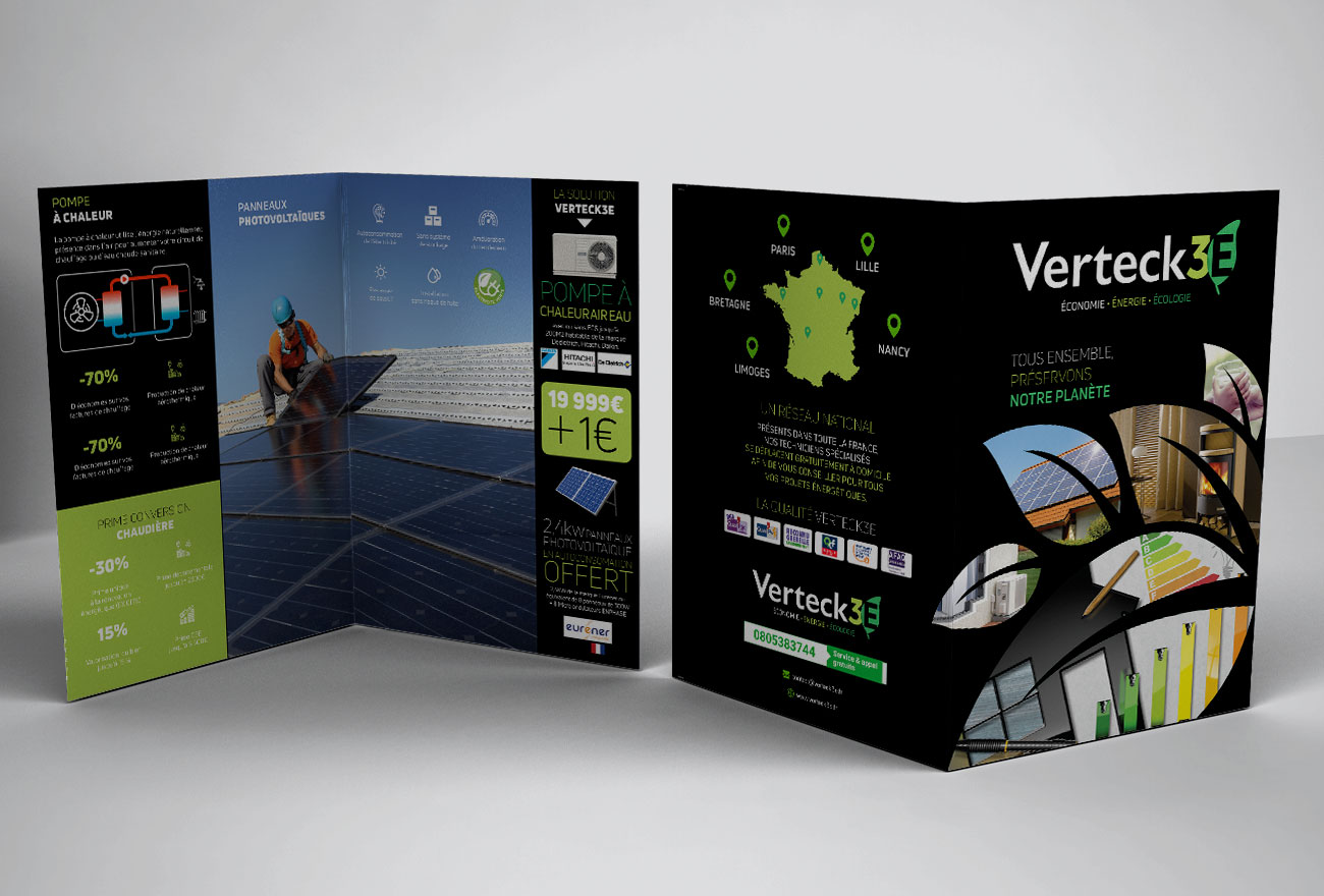 Argraphic Création de chemise à rabat design, charte graphique, énergie renouvelable, Verteck3E