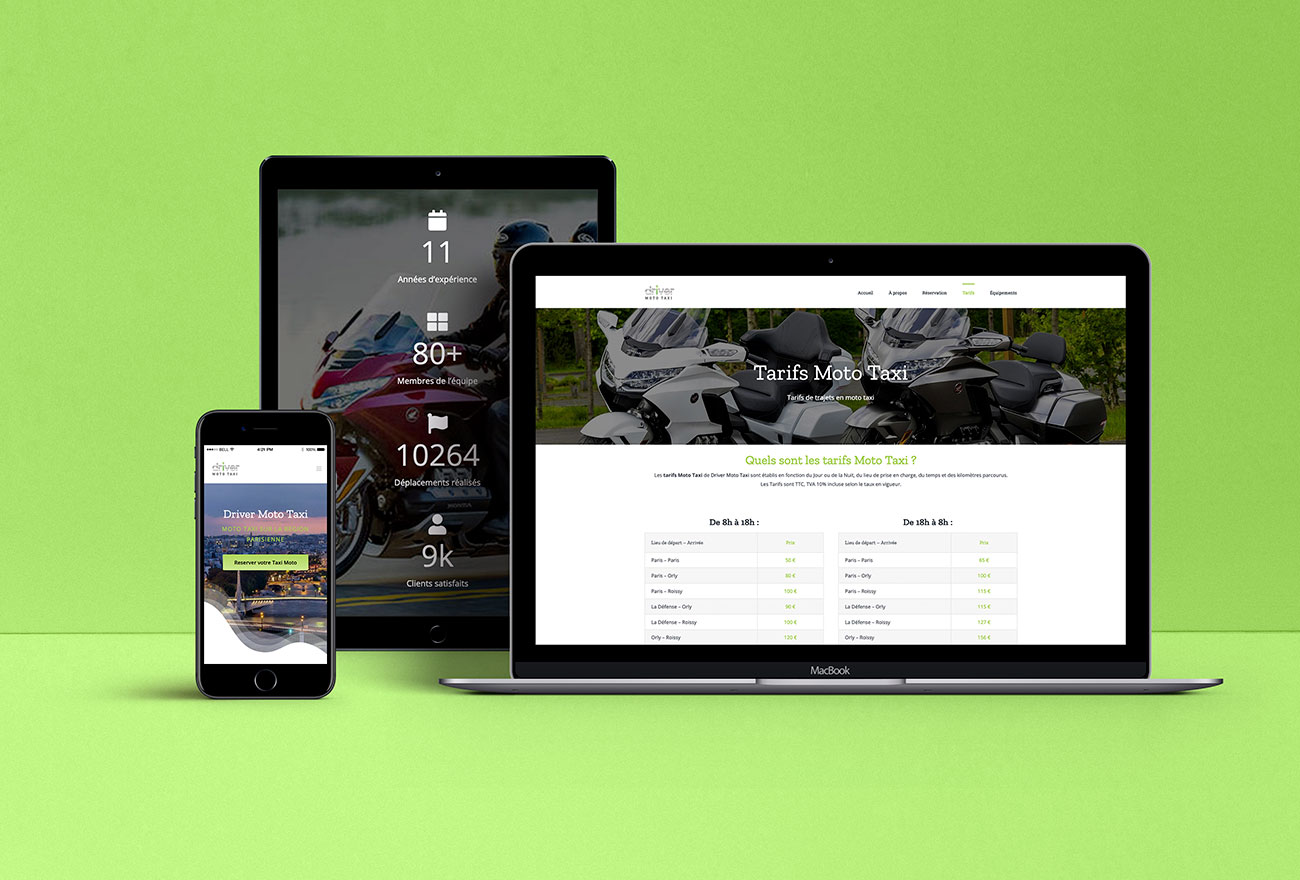 Argraphic, création de site vitrine taxi moto, chauffeur