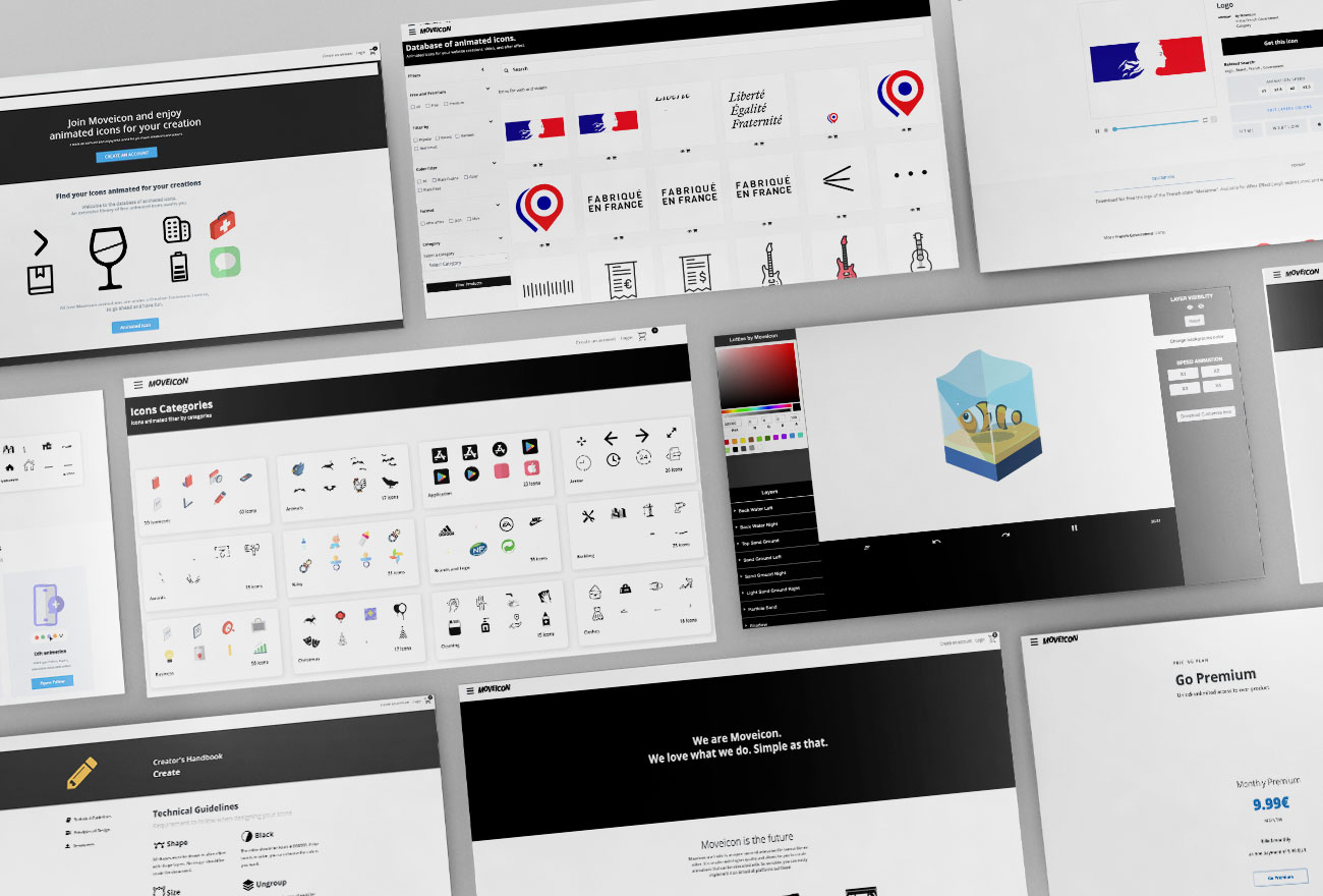 Argraphic Création de site sur mesure, base de donnée d'icônes animées, Moveicon