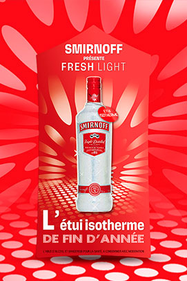 Création de publicité, spot rayon, marquage au sol, Smirnoff
