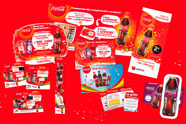 Argraphic, création de publicité, support de communication, PLV, produit sur lieu de vente, stop rayon, Kakémono, Coca-cola