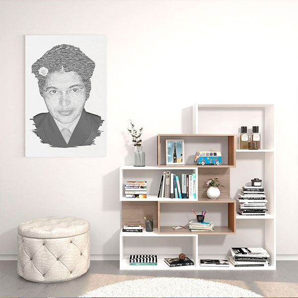 mise-en-situation-ar-galerie-toile-sur-chassis-hommage-revolutionnaire-rosa-parks-segregation-etat-unis-defense-des-droits-de-l-homme-black-live-matters-3-argraphic Toile typographique : Rosa Parks