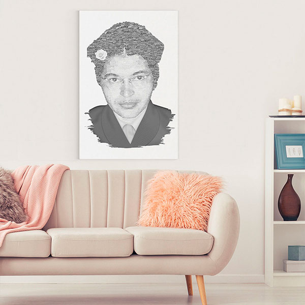 mise-en-situation-ar-galerie-toile-sur-chassis-hommage-revolutionnaire-rosa-parks-segregation-etat-unis-defense-des-droits-de-l-homme-black-live-matters-4-argraphic Toile typographique : Rosa Parks