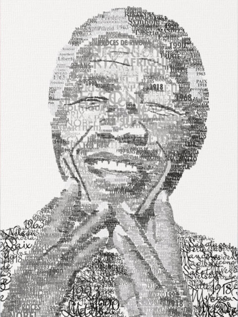 Création d'œuvre d'art , Nelson Mandela afrique du sud, toile sur chassis
