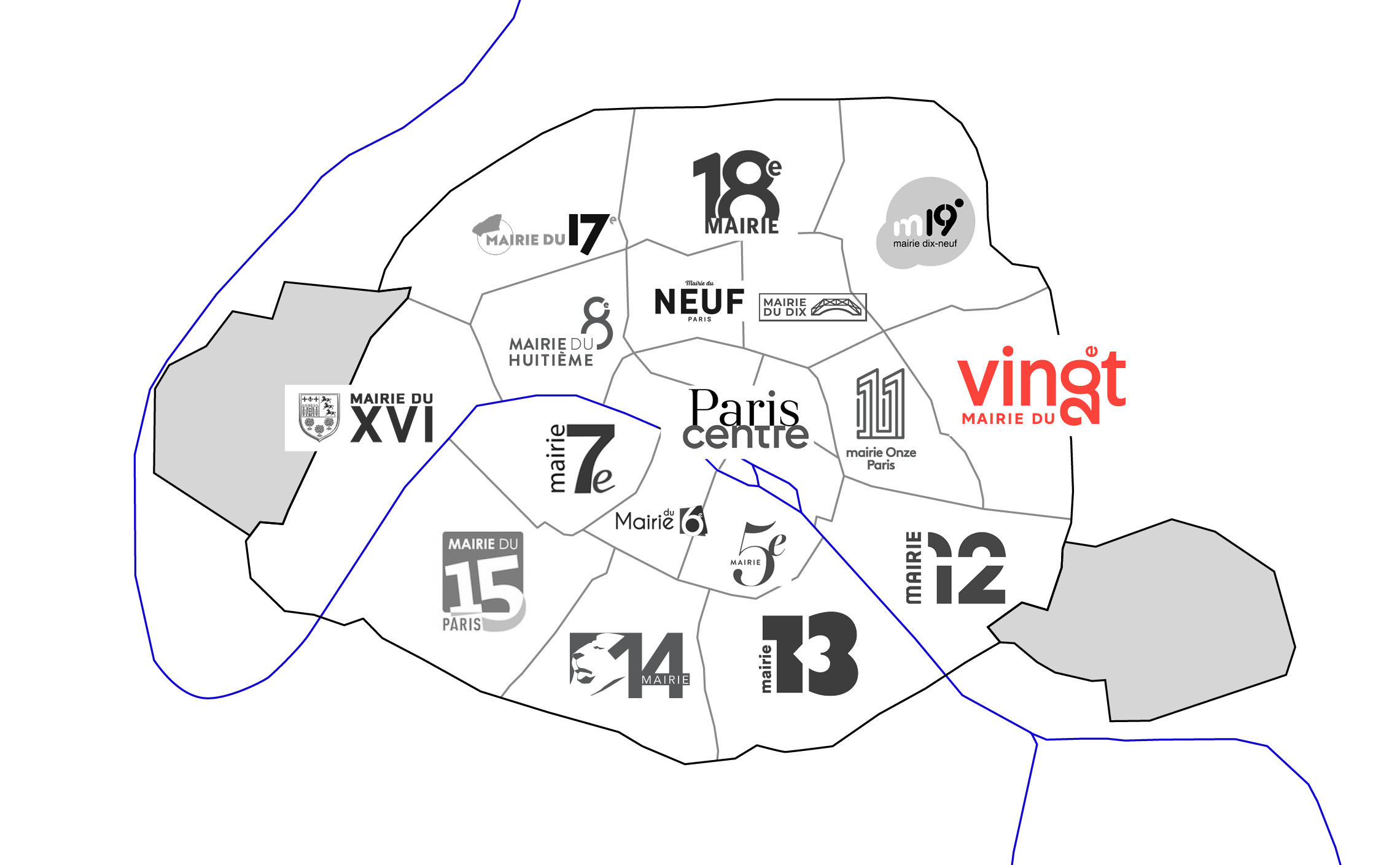 identité visuelle de la mairie du 20ème arrondissement