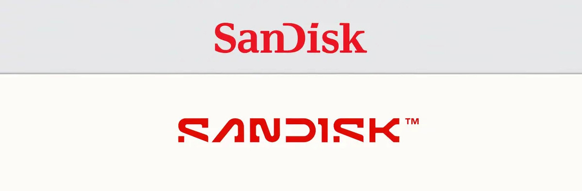 identité visuelle SanDisk - logo avant après